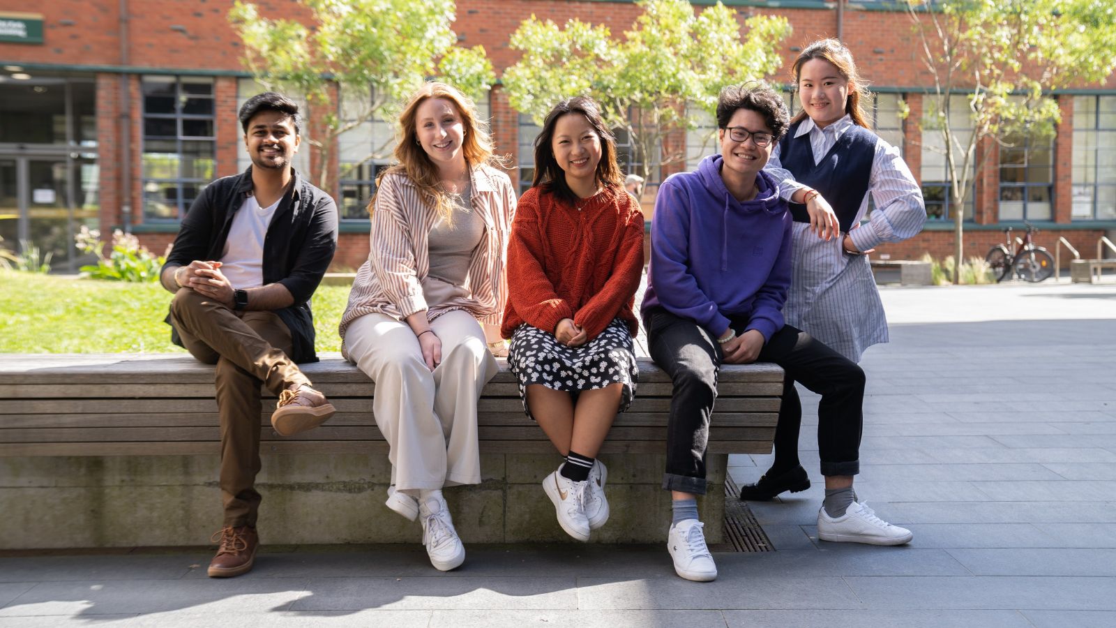 A group of international students in a park