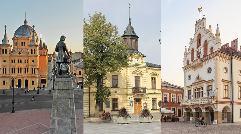 Zdjęcia ratusza w Łodzi, Nowym Targu i Rzeszowie
