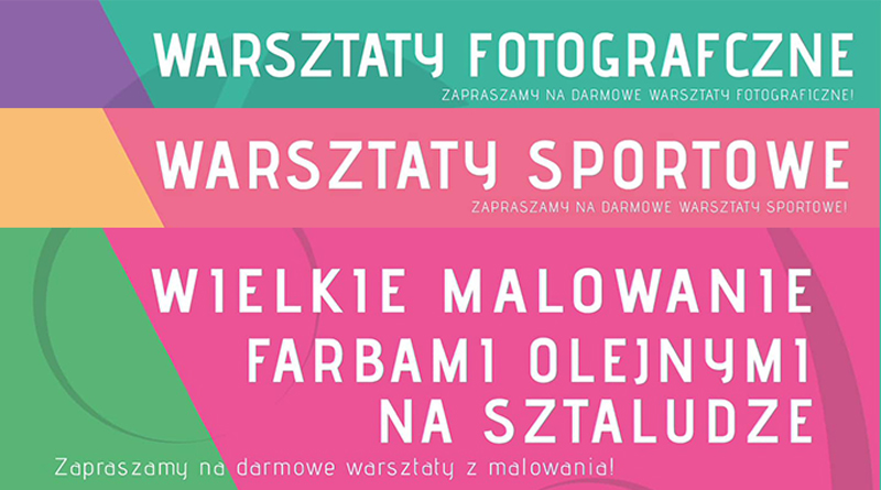 Kolorowy baner informujący o bezpłatnych warsztatach w Rzeszowie