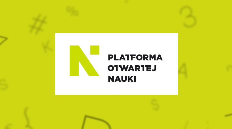 Logo Platformy Otwartej Nauki na zielonym tle