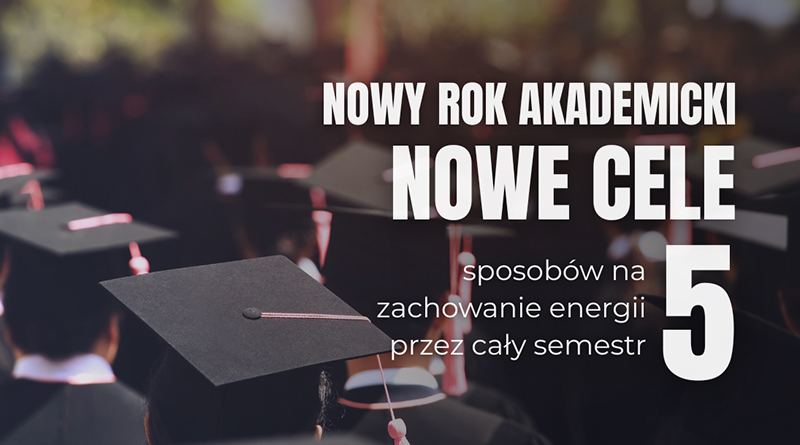 Zdjęcie studentów w biretach plus napisy