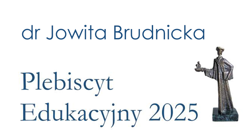 Baner informujący o nominacji dr Jowity Brudnickiej w Plebiscycie edukacyjnym 2005