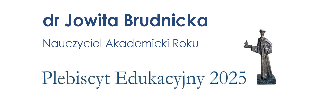 Baner informujący o nominacji dr Jowity Brudnickiej w Plebiscycie edukacyjnym 2005