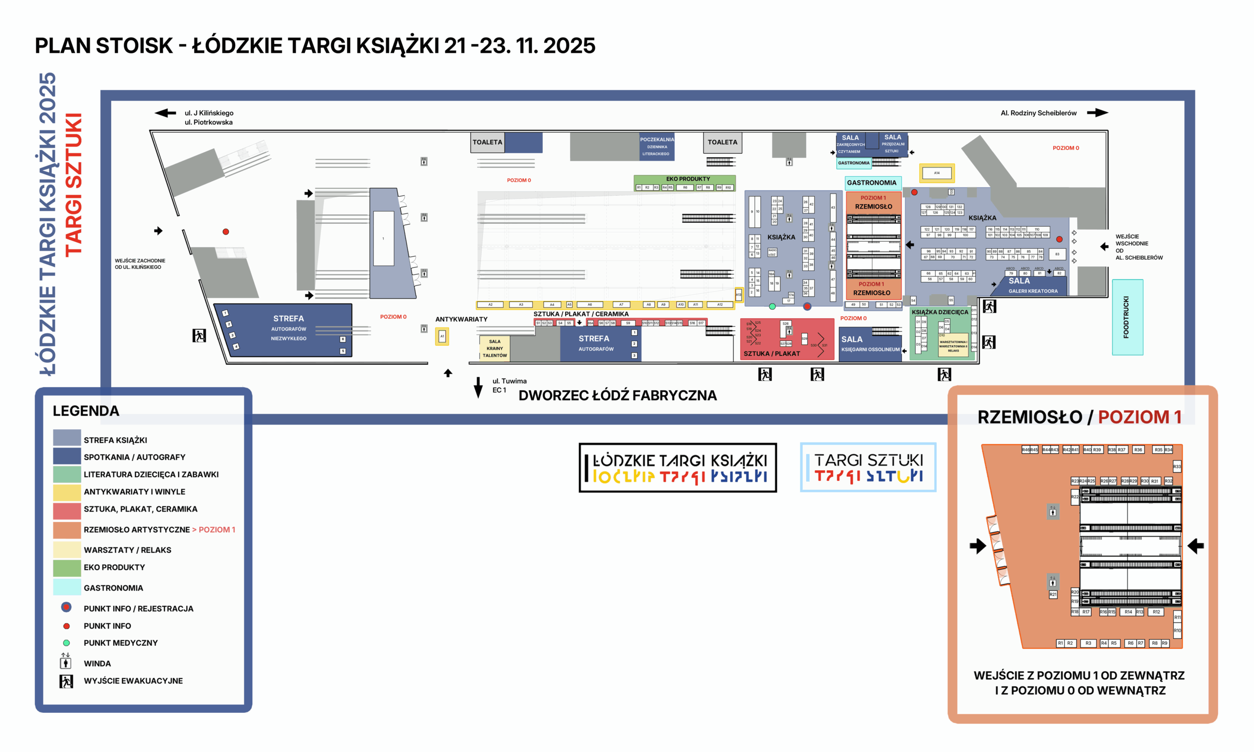 Plan stoisk Łódzkich Targów Książki i Sztuki 2025 