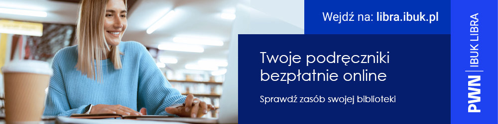 Baner z czytającą dziewczyną, ligiem IBUK Libra i napisami