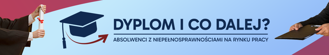 Błękitny baner ze zdjęciem biretu oraz napisy