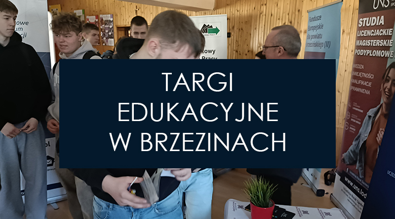 Zdjęcie młodzieży na targach i napisy